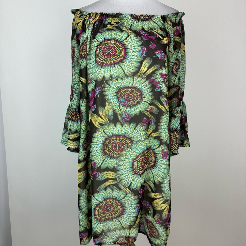 Cowgirl Justice Western Floral Off The Shoulder Bell Sleeve Dress Size Medium